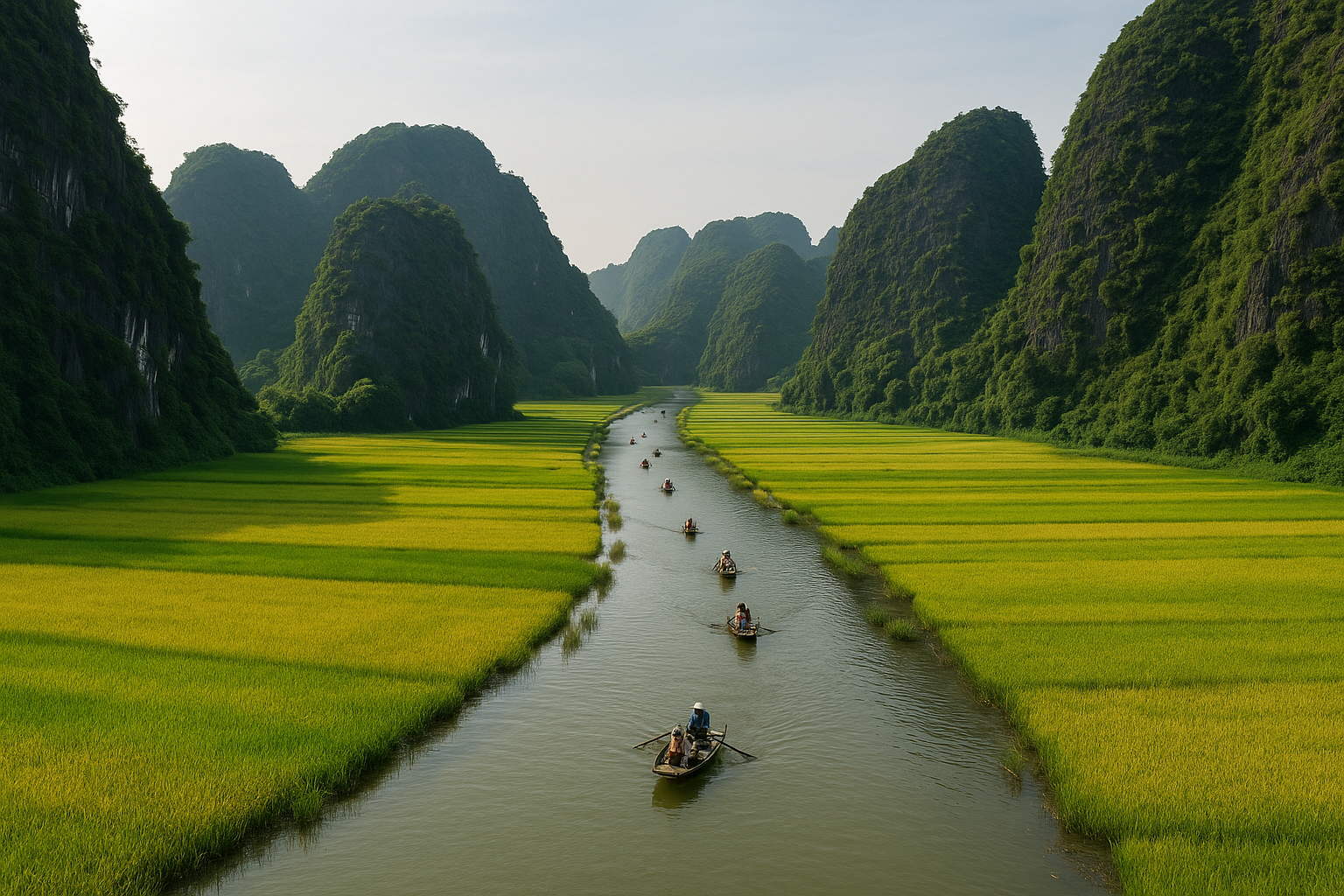 Tam Coc rice fields and river