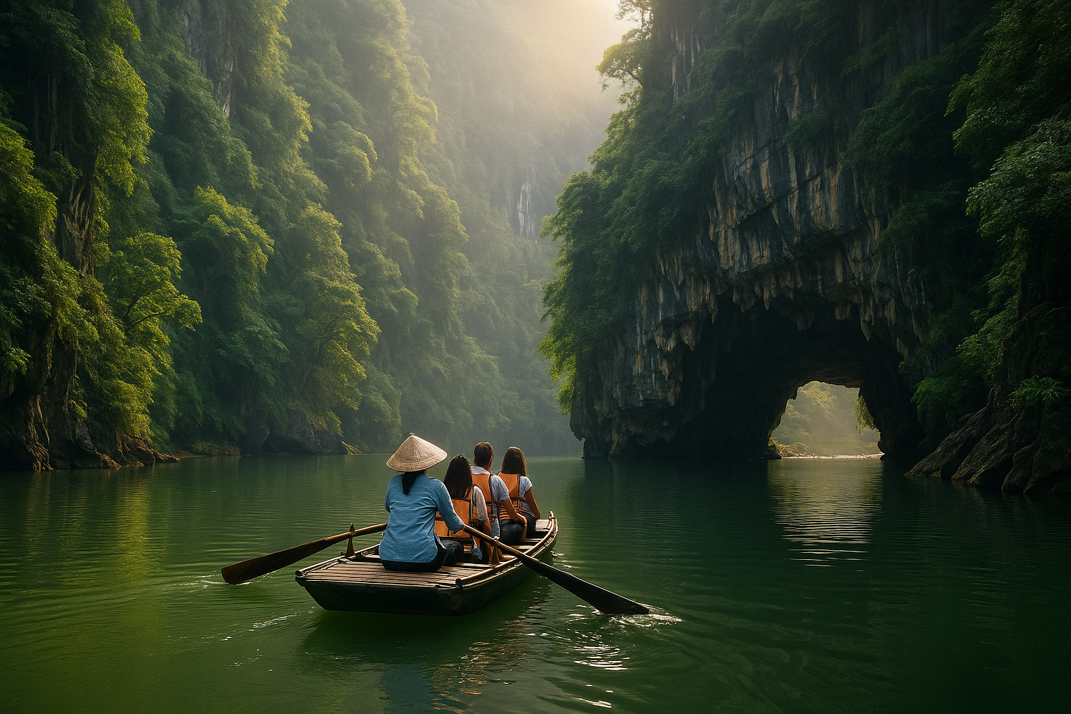 Trang An boat route through limestone